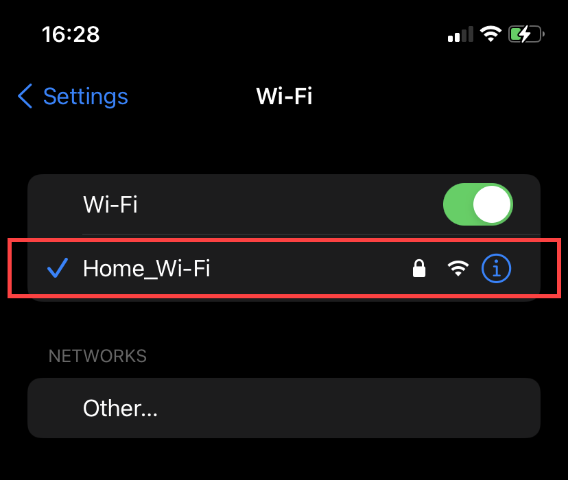 Settings > Wi-Fi
