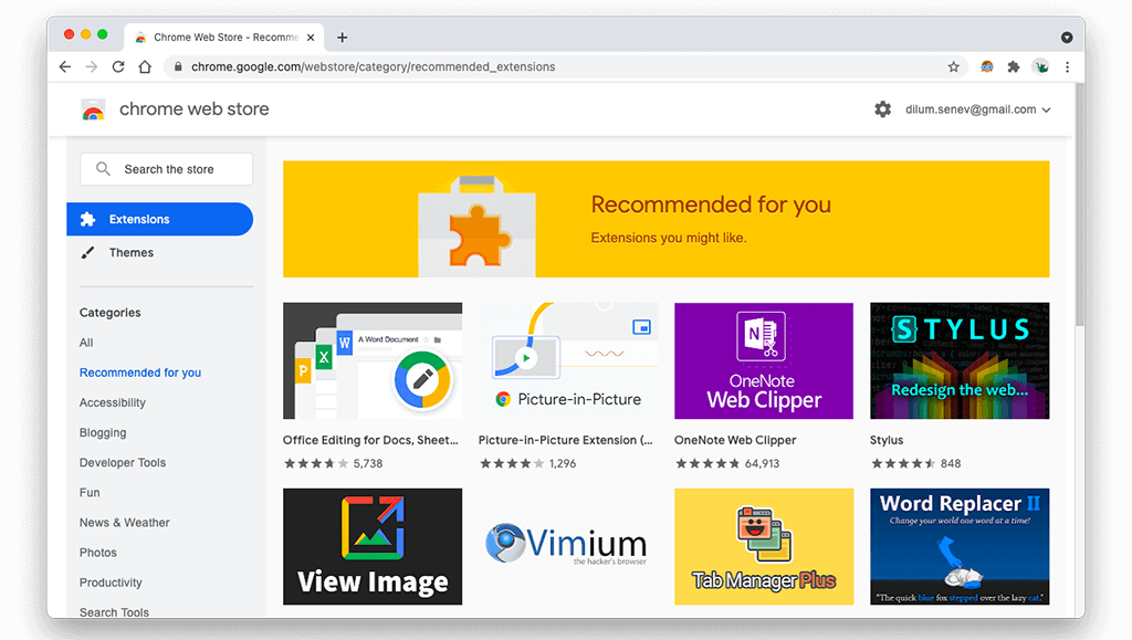 Extensions in Chrome web store