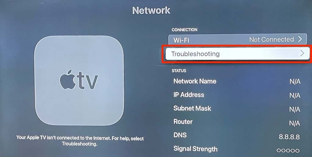 Network > Troubleshooting