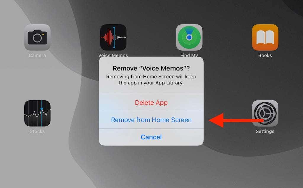 Remove from Home Screen button 