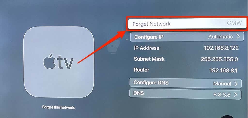 Settings > Network > Wi-Fi > Forget
