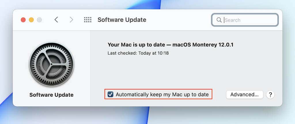 Automatically keep my Mac up to date check box 