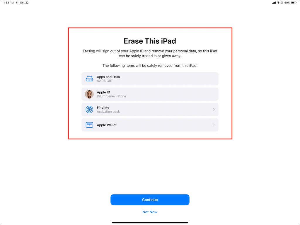 Erase This iPad screen 