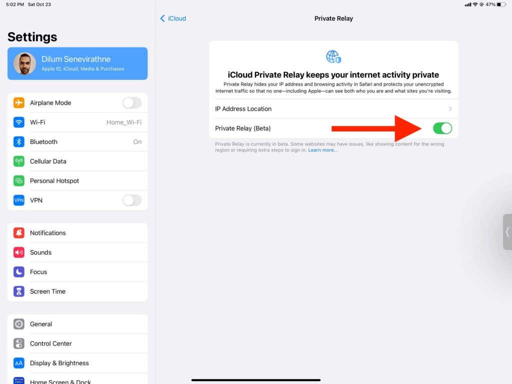 Settings > Apple ID > iCloud > iCloud Private Relay