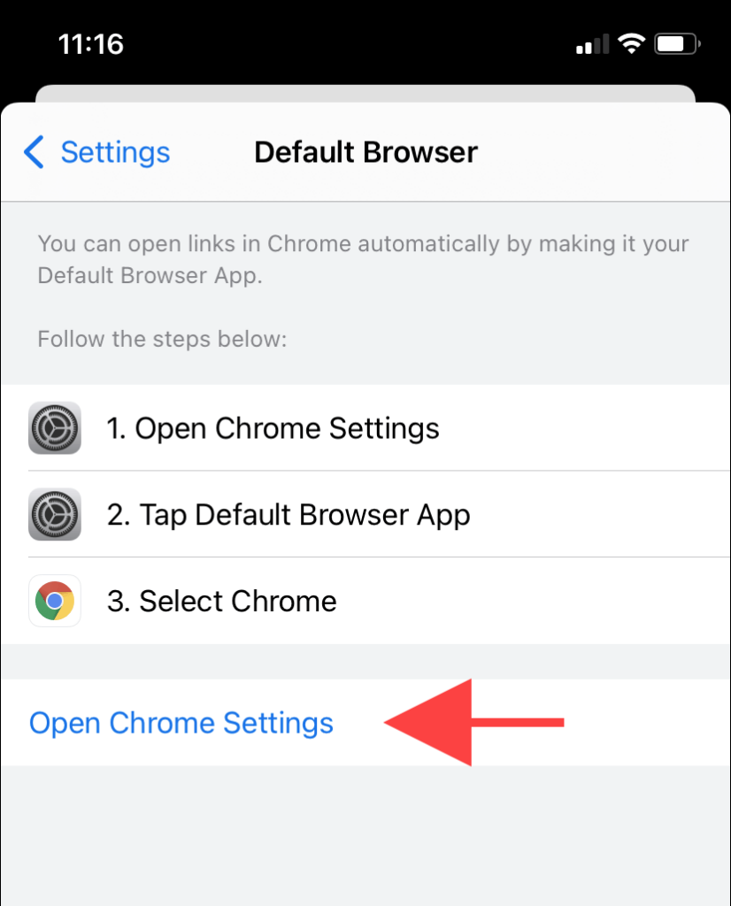 Open Chrome Settings button 