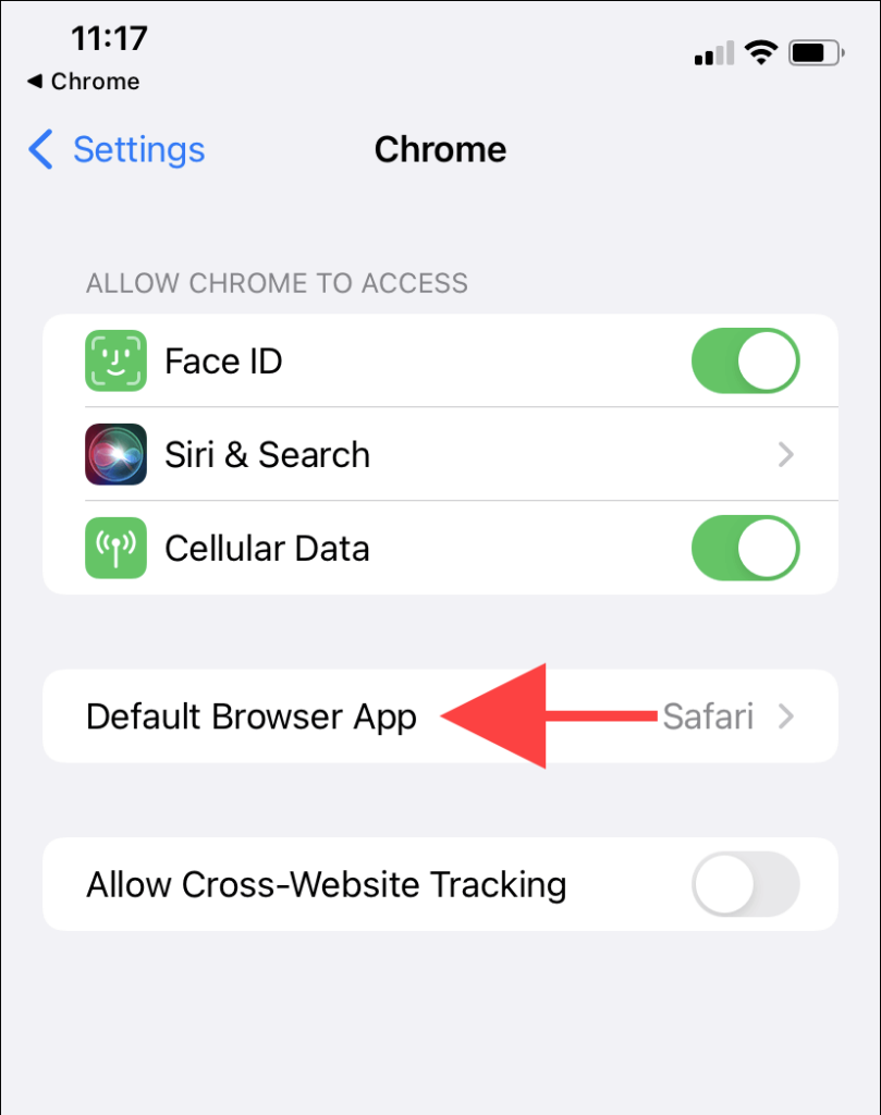 Settings > Default Browser App