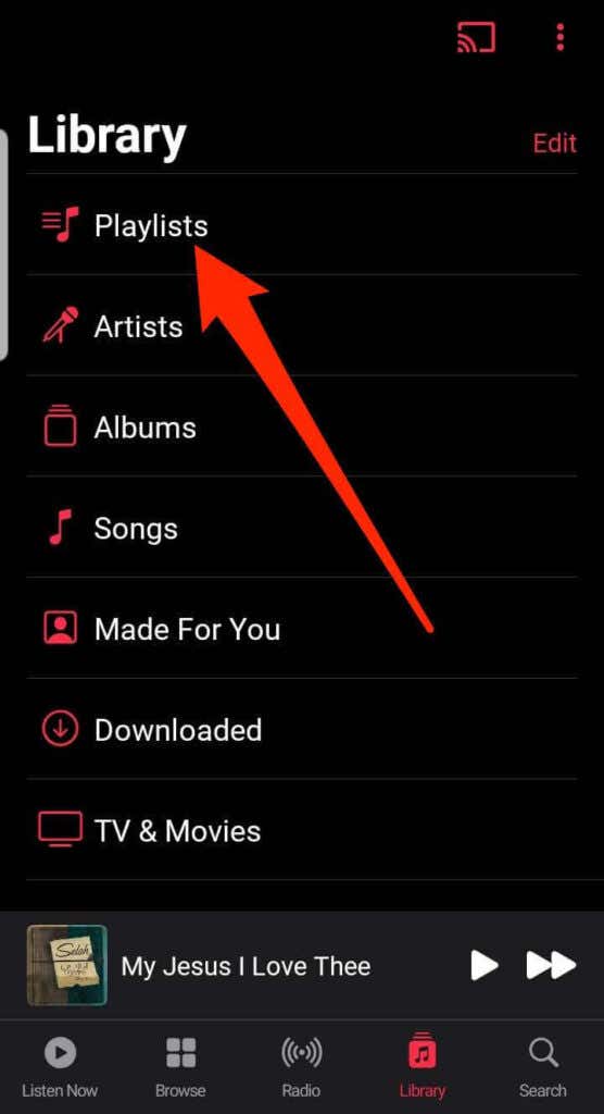 Playlists menu