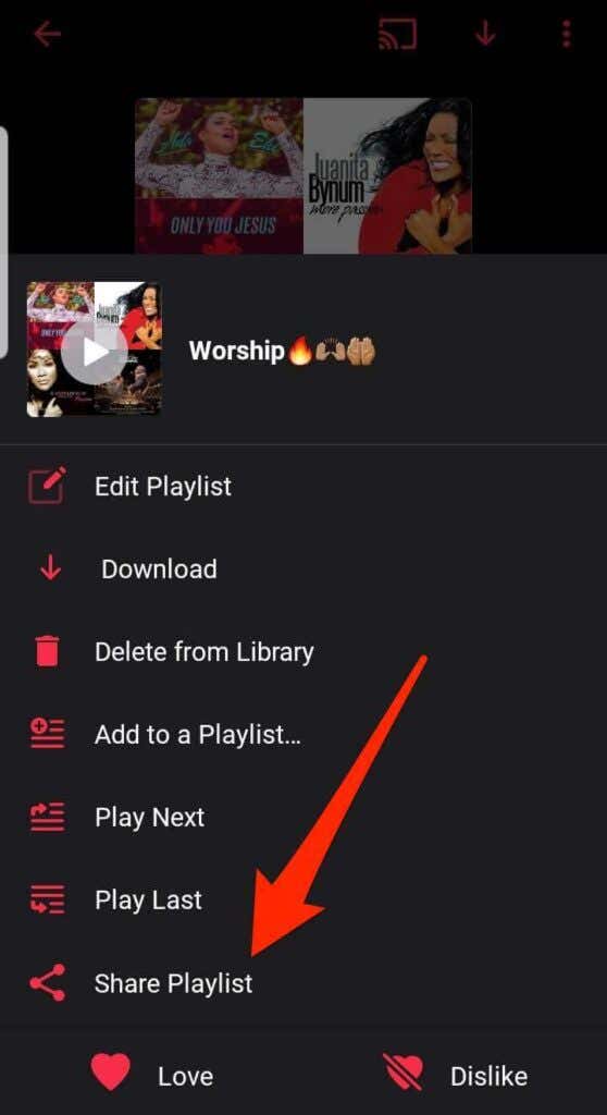 Share Playlist option 