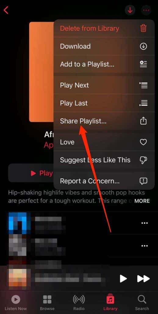 Share Playlist option