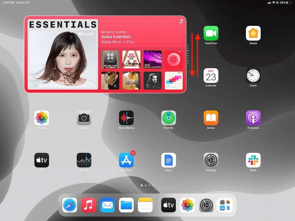 iPad Home Screen with widgets