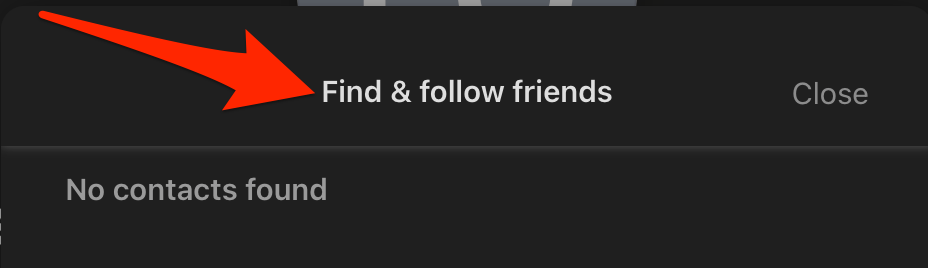 Find & Follow Friends screen