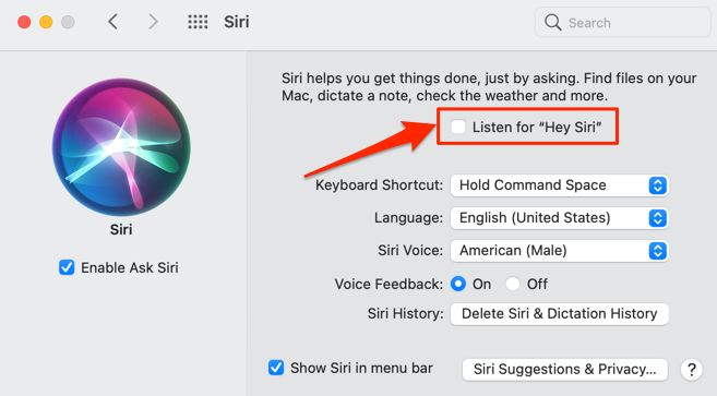 Listen for "Hey Siri" option 