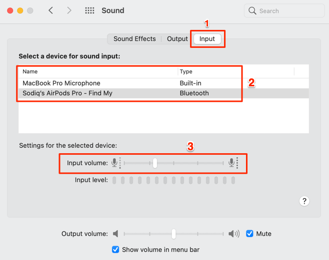 System Preferences > Sound > Input 