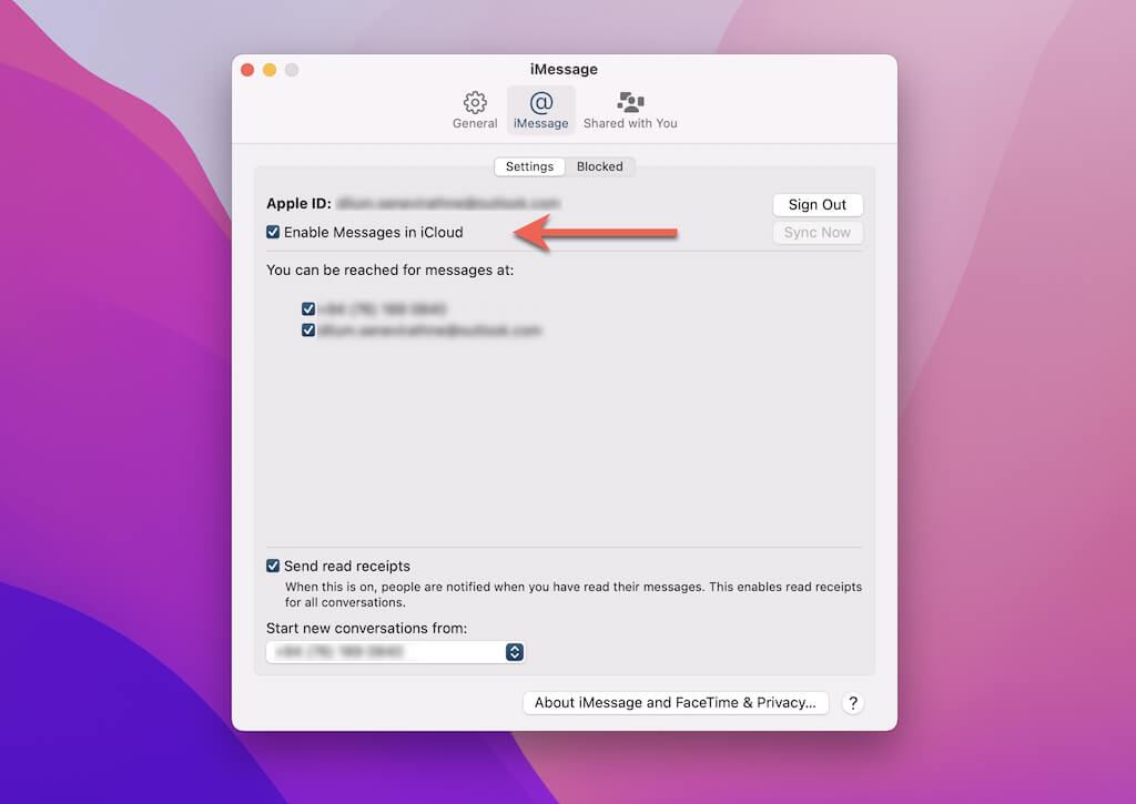 Enable Messages in iCloud