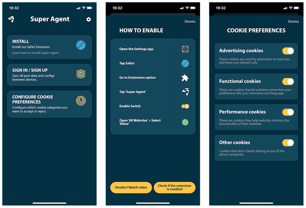 Super Agent instructions and preferences screens