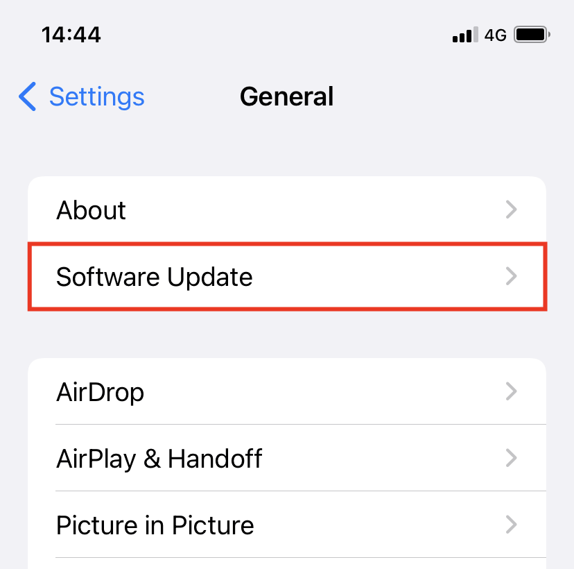 General > Software Update 