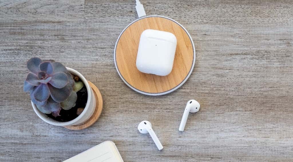 AirPod case on a wireless charging pad