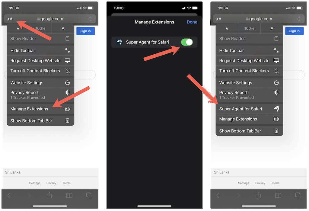 Manage Extensions > Super Agent for Safari