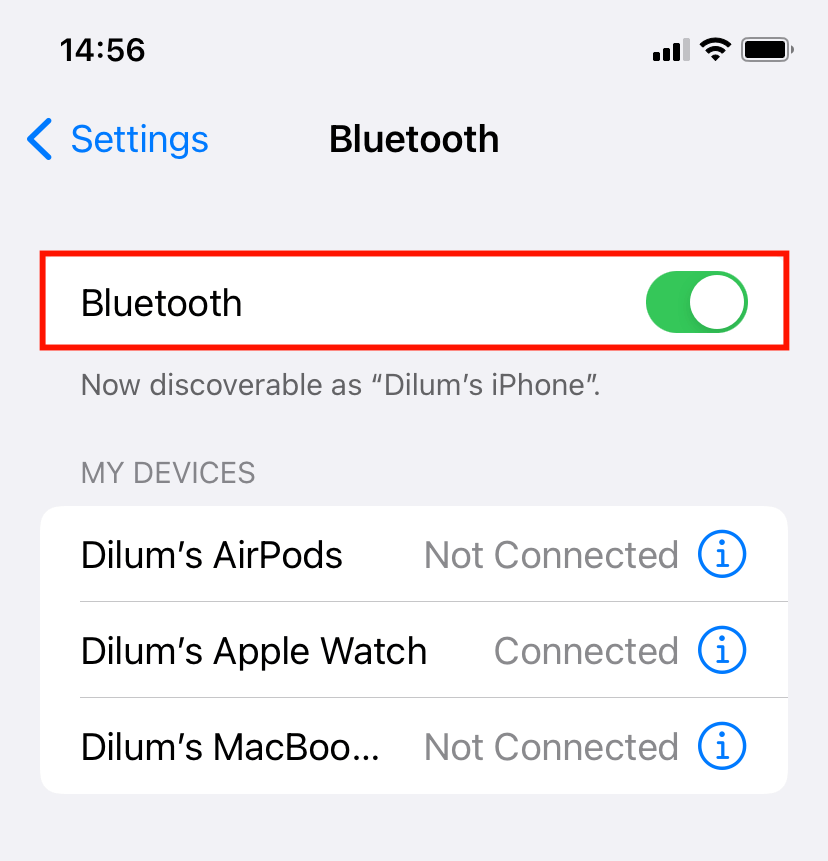 Bluetooth toggle