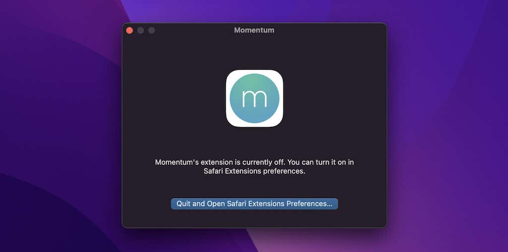 Momentum extension screen