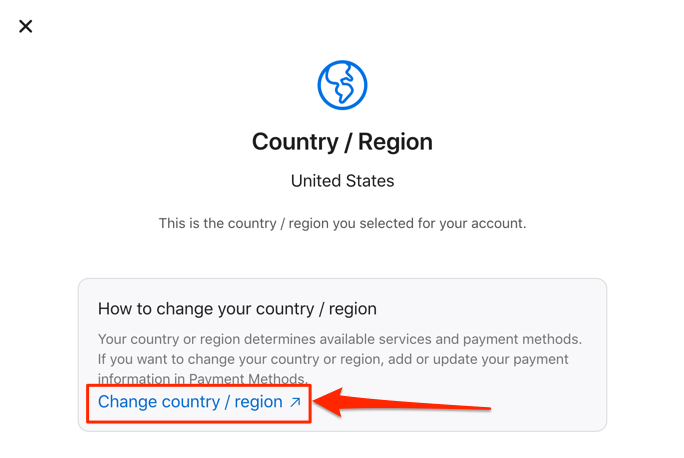 Change Country/Region 