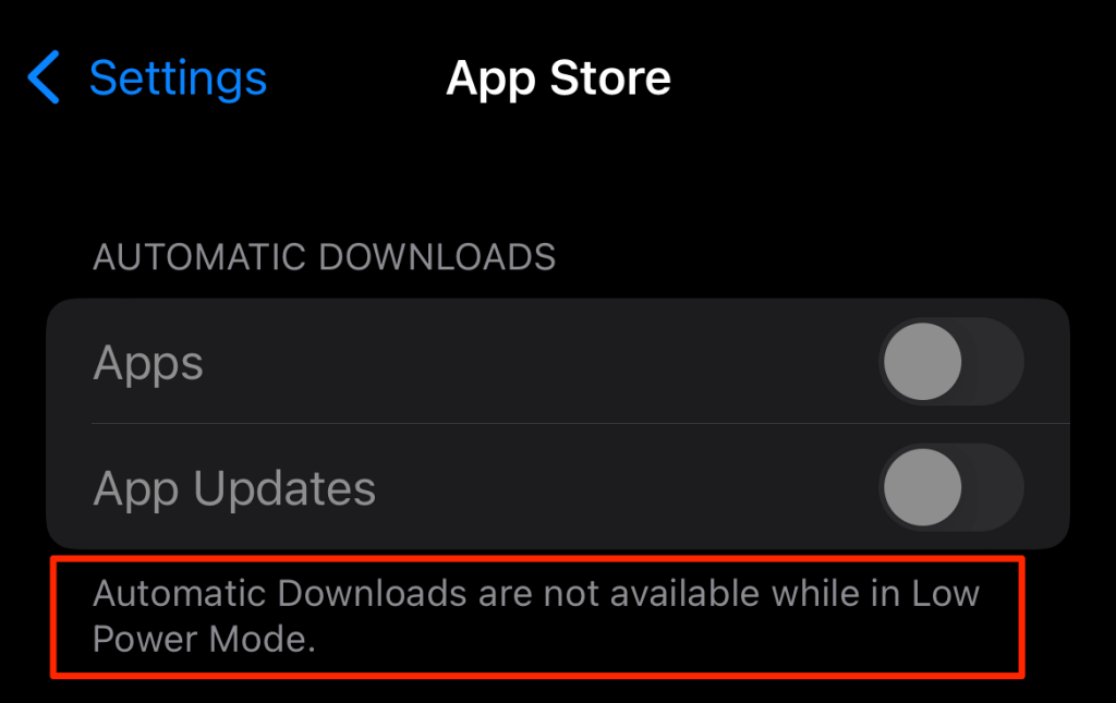 “Automatic Downloads are not available while in Low Power Mode”