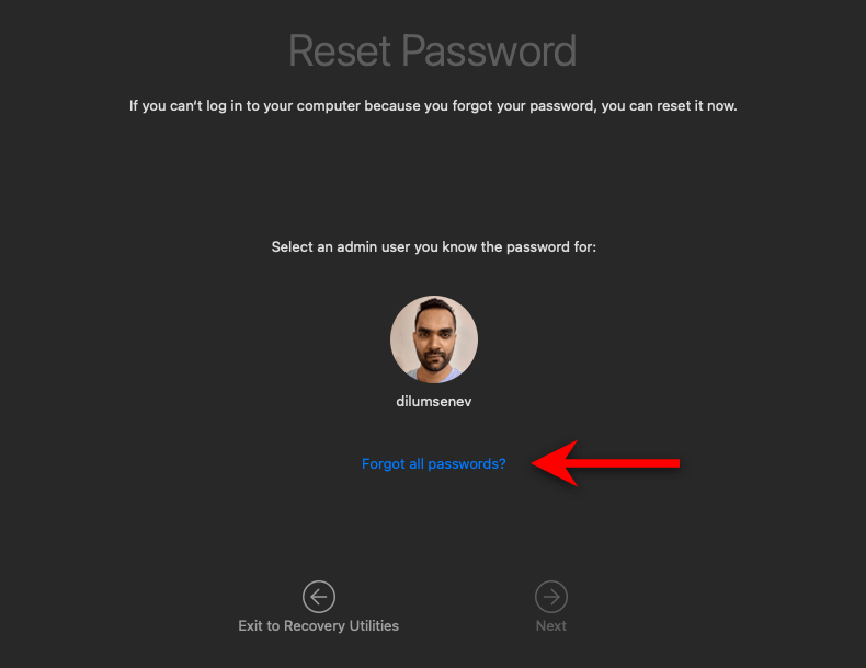 "Forgot all passwords?" button