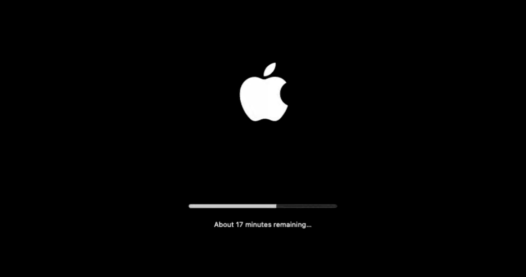 Apple logo and progress bar