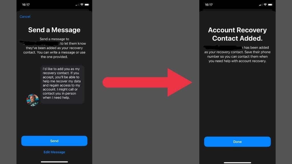 Send a Message > Account Recovery Contact Added 
