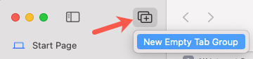 Plus sign > New Empty Tab Group