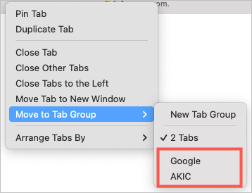 Move to Tab Group