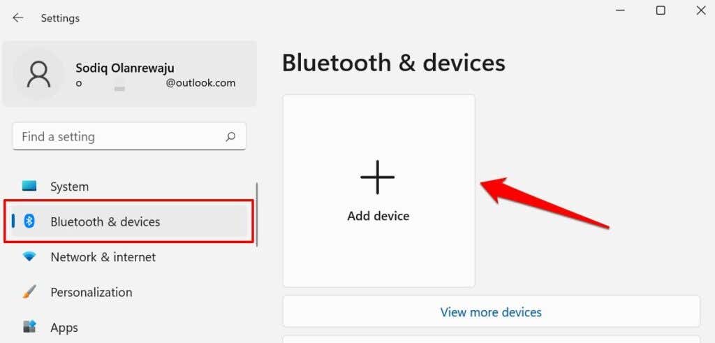 Settings > Bluetooth & devices > Add device