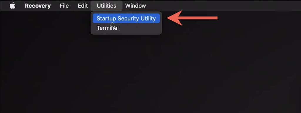 Utilities > Startup Security Utility 