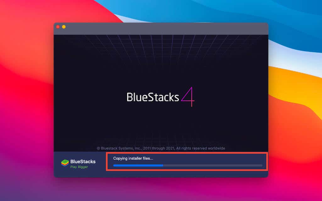 BlueStacks installer copying files
