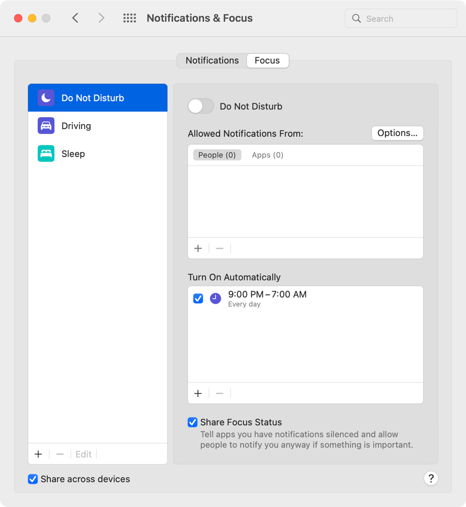 System Preferences > Notification & Focus