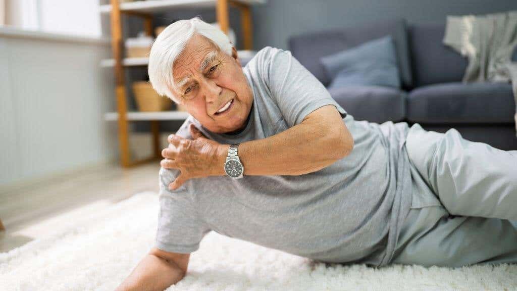 An old person who has fallen and can't get up 