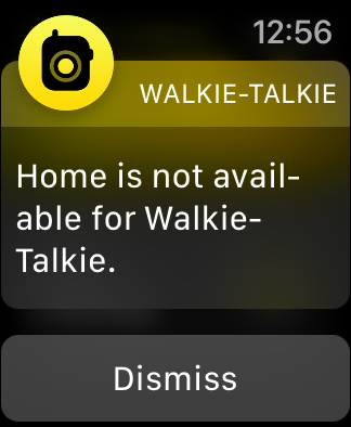 Alert indicating friend is not available for Walkie-Talkie