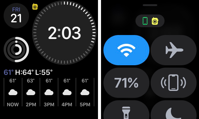 Yellow Walkie-Talkie icon on Watch Face and Control Center
