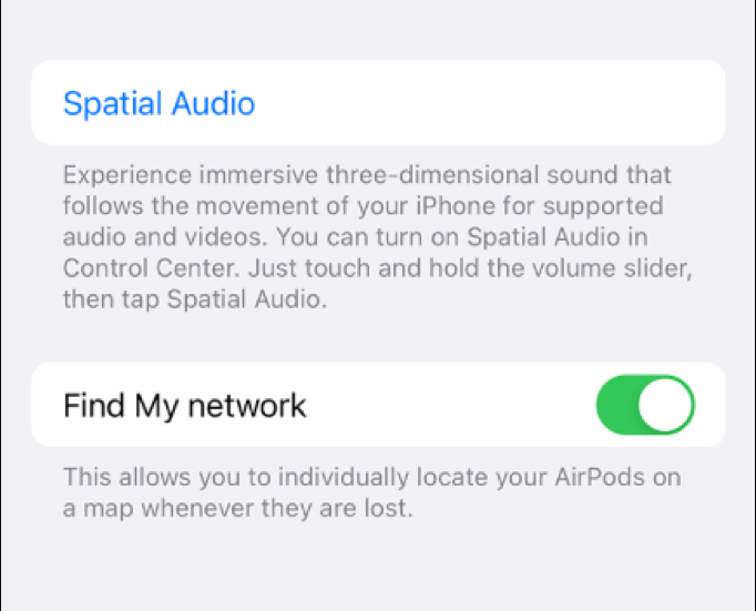 Spatial Audio option