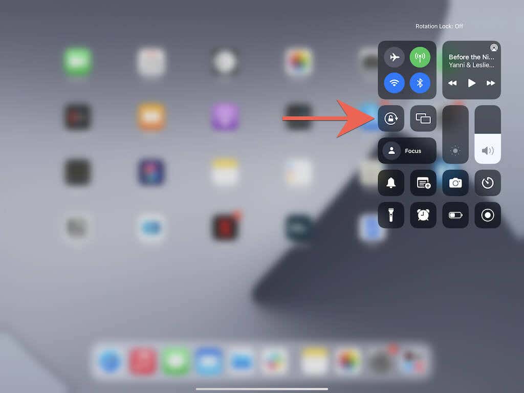 Screen orientation lock in Control Center