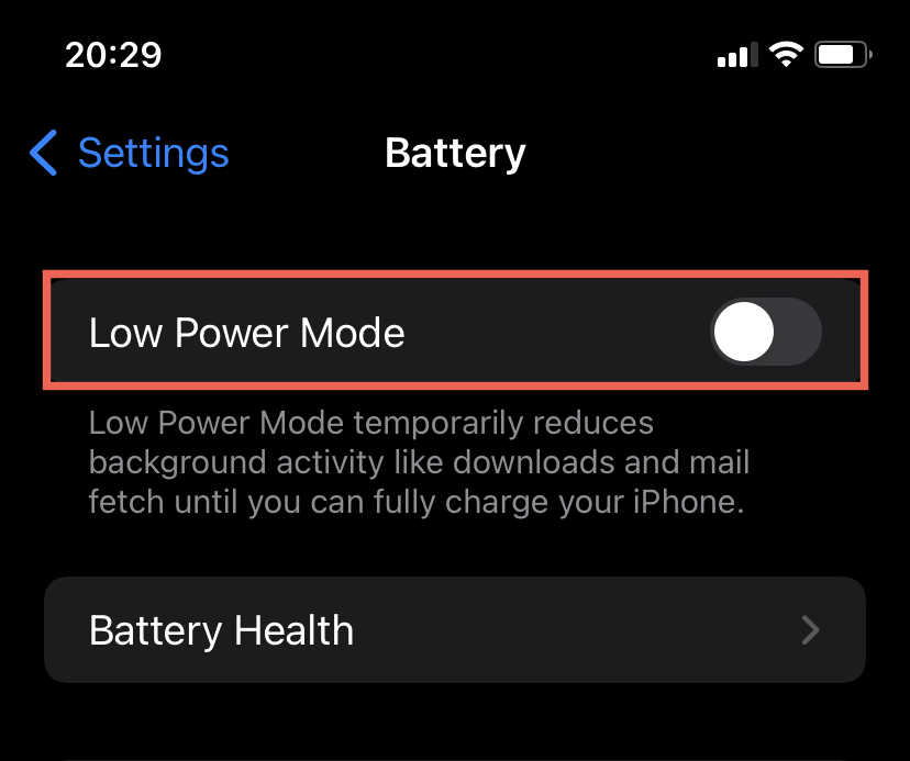 Low Power Mode disabled 