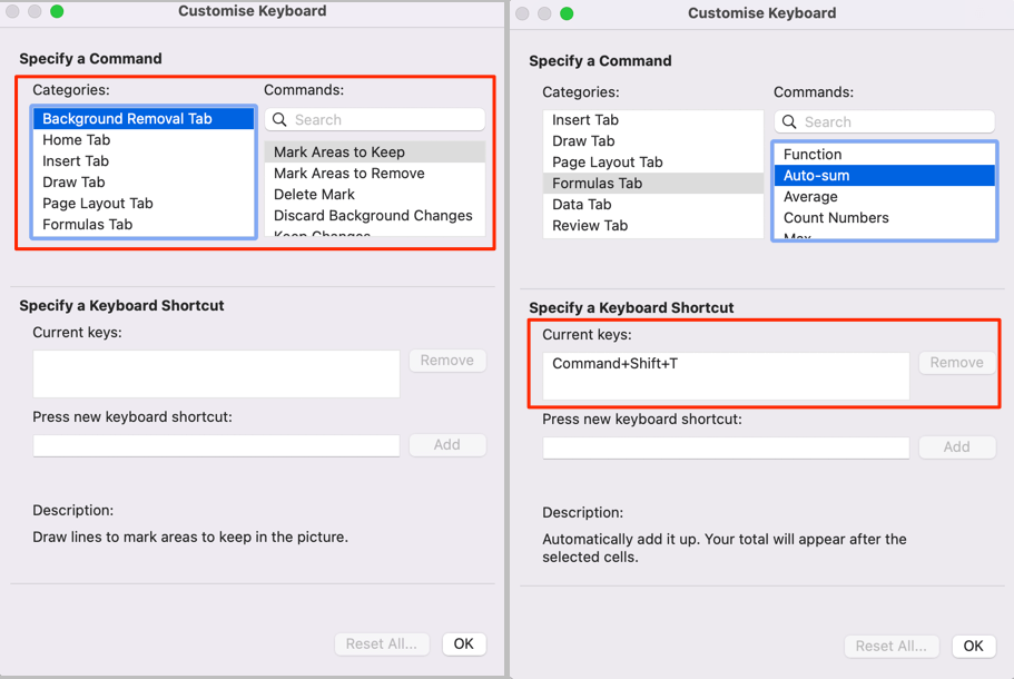 Customize Keyboard options