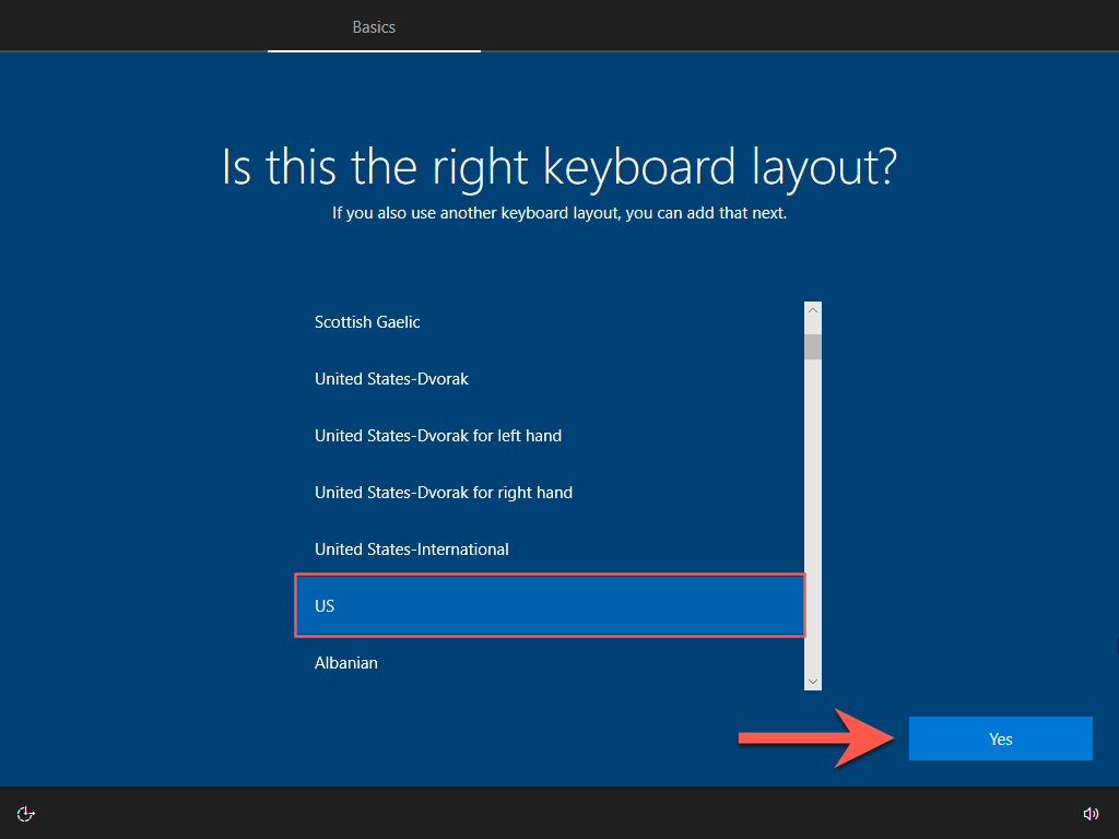 Keyboard layout screen 