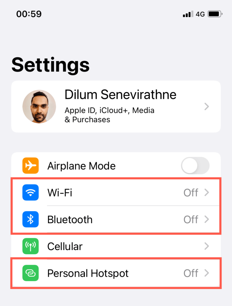 Wi-Fi, Bluetooth, and Personal Hotspot