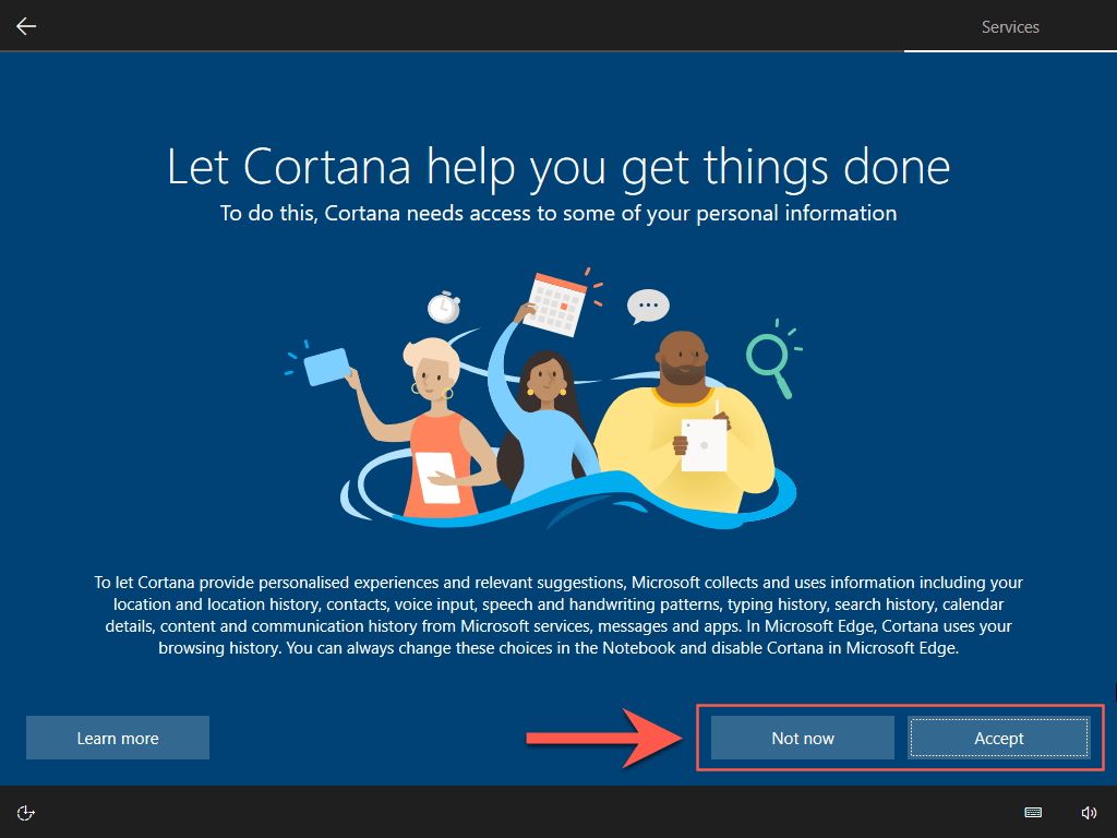 Cortana screen 