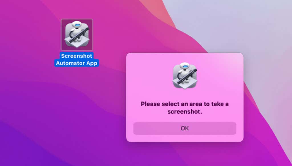 Please select an area to take a screenshot
