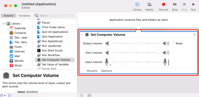Set Computer Volume options