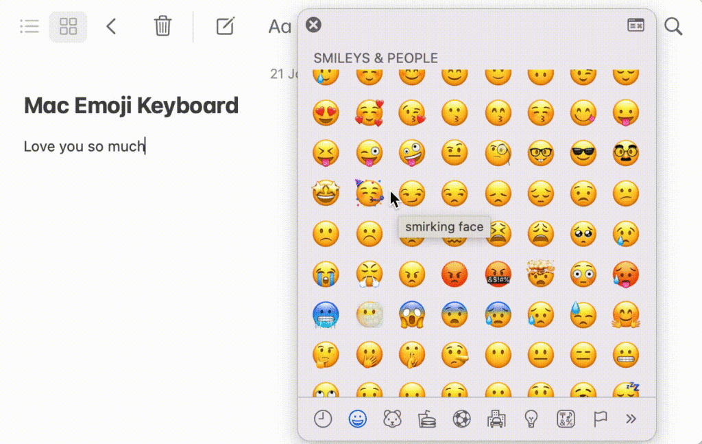 Minimized emoji keyboard 