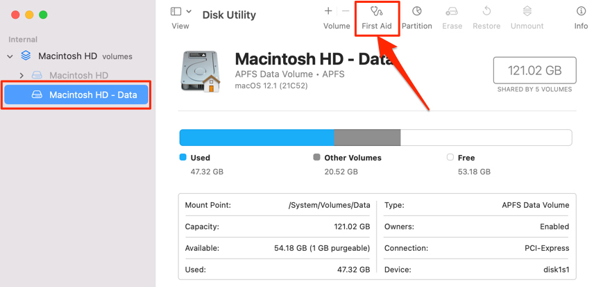 Macintosh HD - Data > First Aid