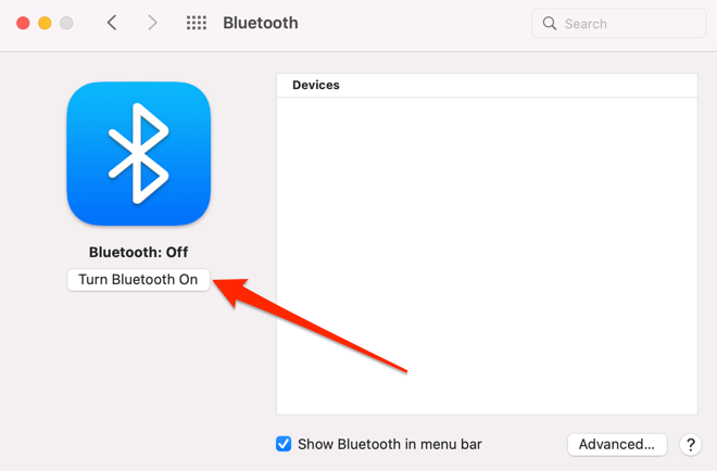 System Preferences > Bluetooth and select Turn Bluetooth On